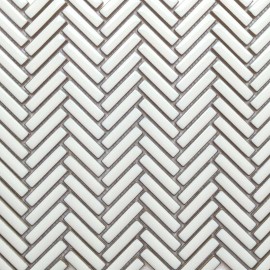district II Antique White Mini Herringbone Porcelain Mosaic Wall Tile