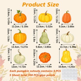 Wonmon 45 PCS Pumpkin Cutouts for Bulletin Board Decoration, Autumn Pumpkins Paper Cutouts Pumpkin Cut Outs for Thanksgiving Fall Autumn Party Office School Classroom Bulletin Board Decor