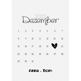 Kalender Bild personalisierbar mit Datum | Besonderer Anlass | optional mit Rahmen | Geschenk für Partner oder Eltern zum Jahrestag Hochzeitstag (Schwarz-Weiß)