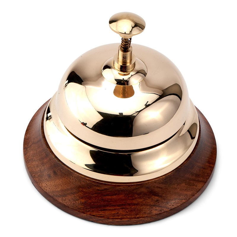 NKlaus 12 cm Round Counter Bell Brass Gold Solid with