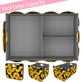 Homeve Trunk Organizer, Car Storage, Reinforced Handles, Collapsible Multi-Compartment Car Organizers, Foldable, Waterproof, 600D Oxford Polyester (Sunflower, 2 Compart)