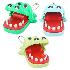 3 Pieces Biting Finger Teeth Toy, Cartoon Animal Teeth Toy Game, Cute Biting Finger Toy, Key Chain, Funny for (One Mini Crocodile (Random