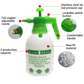 ANPTGHT Garden Pump Sprayer, 0.5Gallon/68oz Hand-held Lawn Pressure Spray Bottle with Safety Value&Adjustable Nozzle (Green)