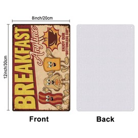SUPERDANT Breakfast Anytime Metal Tin Sign Funny Breakfast Coffee Diner Tin Signs Retro Metal Poster for Home Kitchen Restaurants Cafes Bars Pub Man Cave Wall Decor Plaque Sign