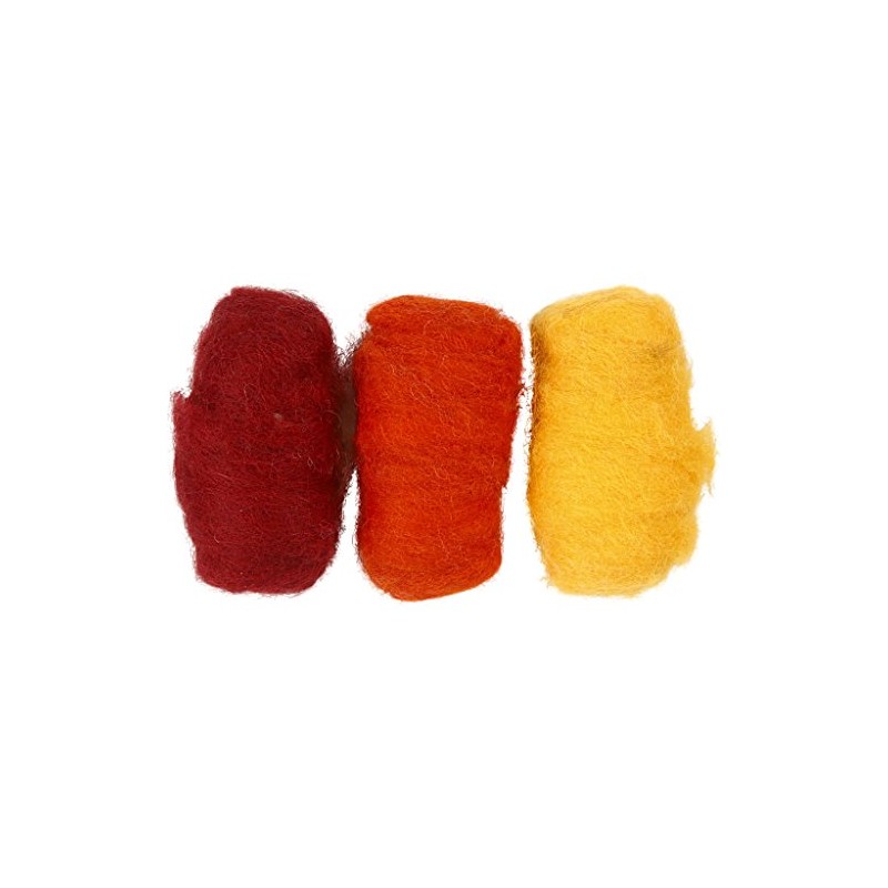 Lana cardata, armonia giallo/arancione, 3x10g