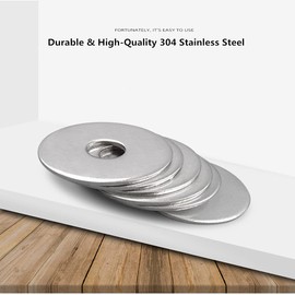 [40 Pack] 1/4" x 1-1/4" OD Stainless Steel Fender Washer - Choose Size Metal Flat Washers for Bolts, 18-8 (304) Stainless Steel