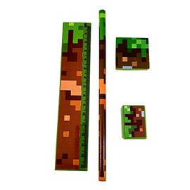 Army Camouflage Pixel Design 4 Piece Stationery Set Pencil Ruler Eraser Sharpener