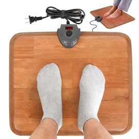 Hodeamy Heated Floor Mat Under Desk for Foot Warmer - Wider 110V Adjustable Temperature Electric Space Heaters Heating Pad - Carbon Crystal & Energy Saving Feet Warmers for Office,Home (Wood Grain)