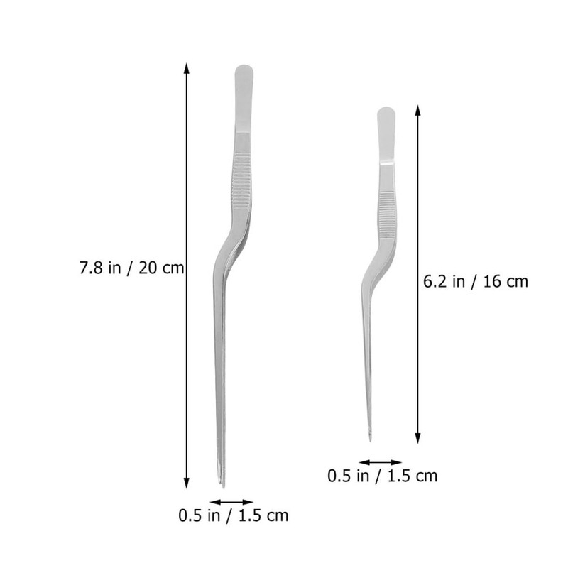 GRIRIW 2pcs Stainless Steel Cooking Tweezers for Precision Plating Fish