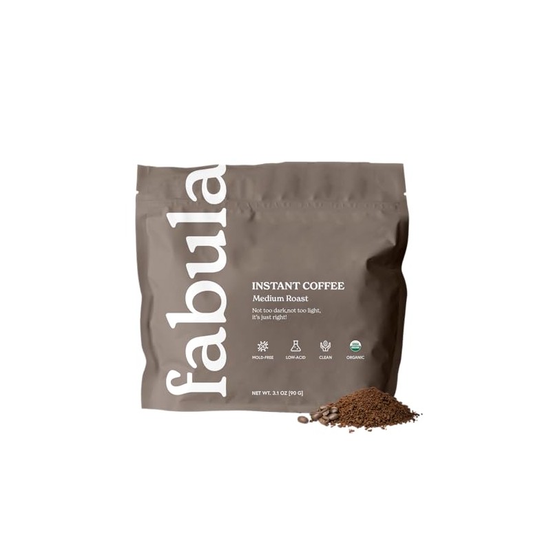 Fabula Organic Instant Coffee, Low Acid, Mold Free - Medium
