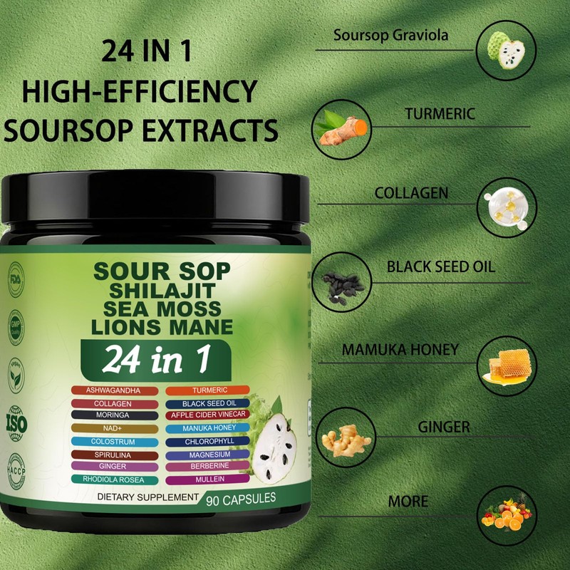 Soursop Capsules - 24 in 1 Graviola Soursop Capsules with