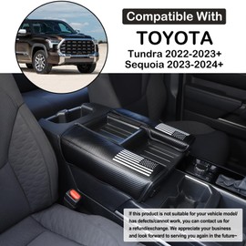 Upgrade Car Leather Center Console Protector Cover Compatible with Toyota Tundra 2022+ Sequoia 2023+ Center Console Armrest Seat Box Cover Cushion Lid Protector Pad Waterproof Anti-Scratch Accessories