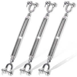 3 Pack Turnbuckle 3/16(M5) 304 Stainless Steel Turnbuckles, 660 lbs Working Load Limit, Jaw and Jaw Turnbuckle for Cables Wire Rope Tension, Shade Sail, Clothesline, Lights Strings Hanging