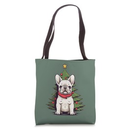 Christmas Tree, ornaments and Cute Frenchie Santa Christmas Tote Bag