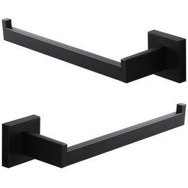 LANC Bathroom Hand Towel Holder 10 Inche Matte Black Hand Towel Bar 2 Pack Left and Right Side Square Towel Ring for Kitchen Toilet Wall Mount Stainless Steel Modern Towel Rack,A8806MB-LRP2