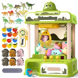 Skirfy Dinosaur Claw Machines for Kids,Electronic Arcade Game Vending Machine Toys with 34 Dinosaur Toys & Sound,Candy Dispenser Machine, Thanksgiving Birthday Gifts for Girls Boys