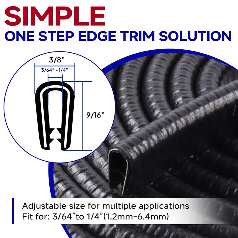 Rubber Edge Trim, U Channel Edge Trim with Metal Clips
