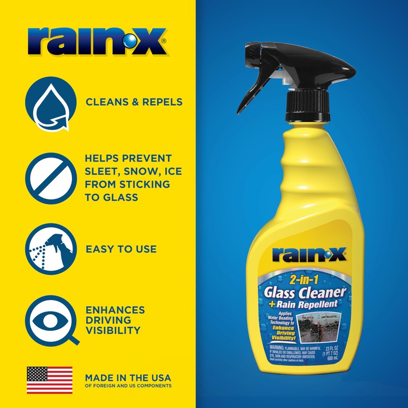 Rain-X 5071268 2-in-1 Glass Cleaner and Rain Repellant, 23 oz.