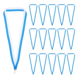 PATIKIL Award Neck Ribbons, 25 Pack Polyester Medal Lanyards with Snap Clip Blank Award Ribbon for Competitions Achievement Sports Party, Light Blue