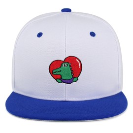 Dinosaur in a Heart Hip-Hop Snapback Hat Embroidered Baseball Cap Tyrannosaurus Applique