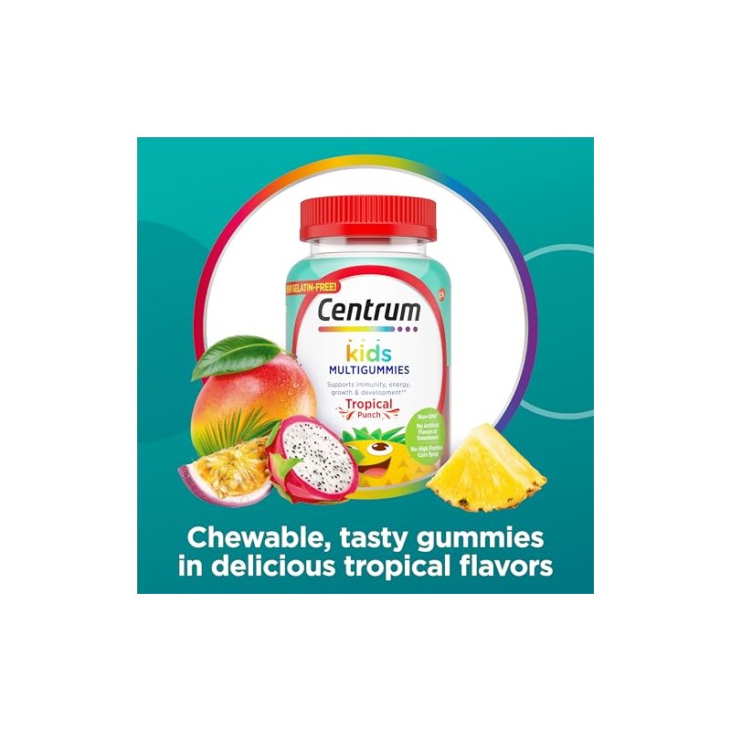 Centrum Kids Multivitamin Gummies, Tropical Punch, Made with Natural Flavors,