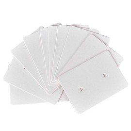 Sowaka 50 Pcs Earring Display Cards with 2 Holes Kraft Paper Small Brown Tags Holder Cardboard Supplies for DIY Jewelry Earring Hanging Ear Studs Accessories (White)