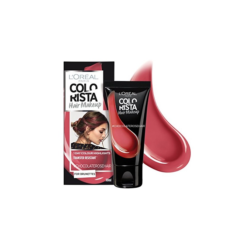 Colorista Hair Makeup Temporary Brunette Hair Colour, Choc Rose