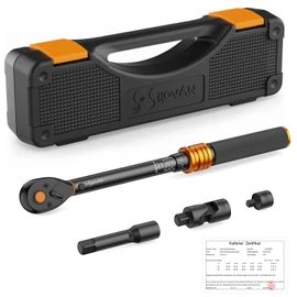 Torque Wrench 3/8 Inch, 72 Teeth Reversible Ratchet Head, 5-60 Nm Torque Wrench Set for Bicycle, Motorcycle and Car Spark Plug Change, with 3/8 Inch to 1/4 Inch Adapter, 3/8 Inch Universal Joint, 75