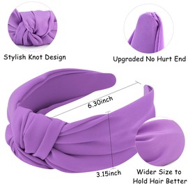 TOBATOBA Purple Knotted Satin Silk Wide Non Slip Fashion Headbands for Women's Hair Accessories