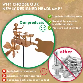 Handmade Metal Drummer Windmill, Percussionist Music Figurine, Drummer Windmill Garden Decoration, Rockin Art Figurine, Wind-Powered Kinetic Sculpture, Wind Spinners for Yard Lawn Garden Patio Decor