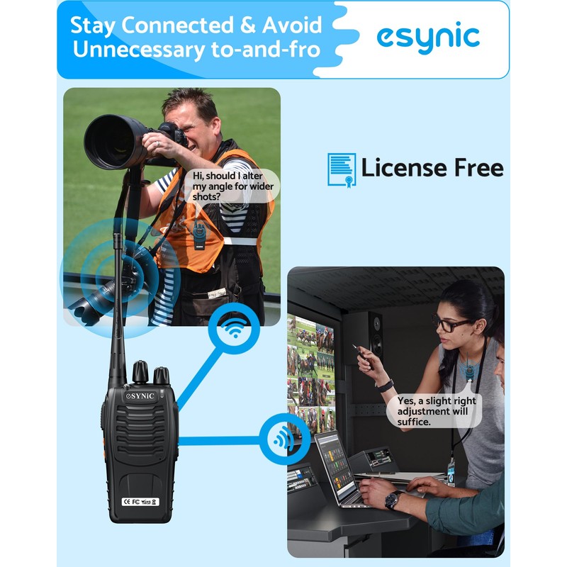 eSynic 6 Pack Walkie Talkies Kit-3 Miles Long Range Walky