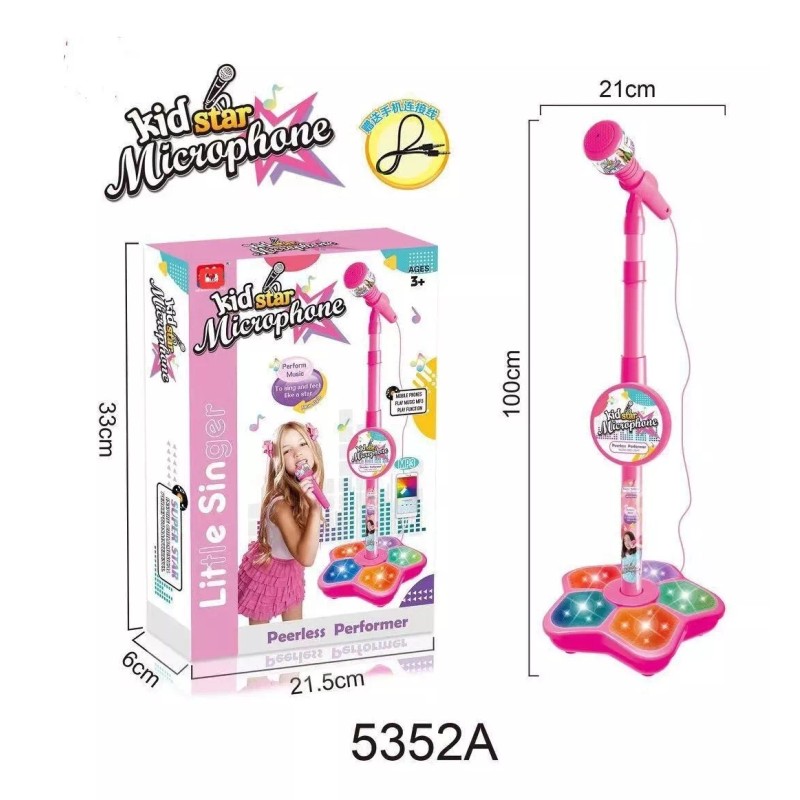 MARZSEFLO Infantil Karaoke Micrófono Juguete Con Base Bocina Luces