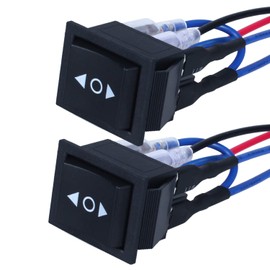 2Pcs Polarity Reversing Rocker Switch，DPDT 6-pin 3 Position (ON)-Off-(ON) Momentary Double Reset Rocker Toggle Switch with Jumper Wires Snap 12V 125V 250V 20A