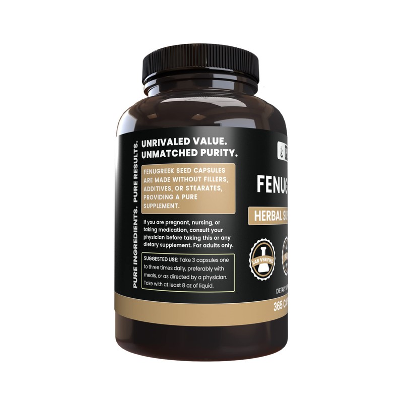 Pure Original Ingredients Fenugreek (365 Capsules) No Magnesium Or Rice