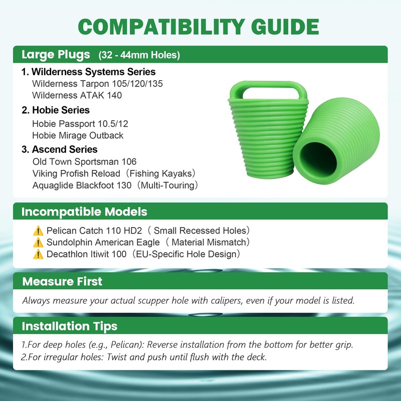XARILK 8 Packs TPE Kayak Scupper Plug Kit – Universal