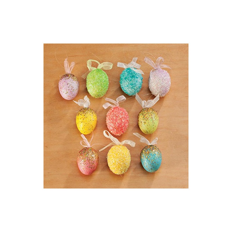 Easter Egg Hanging Ornaments, Set of 10, Dazzling Spring Décor