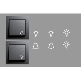 Switch Sticker Set with 4 Lights and 2 Bells Sticker in White Universal Smart Home Switch Sticker (RP29/2) (12 mm)