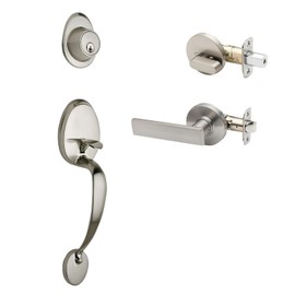 Copper Creek CZ2610xRL-SS-RND Mid Century Modern Front Door Handle Lever Trim, Satin Stainless