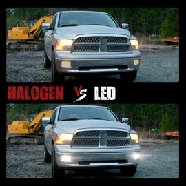 BUNKER INDUST Dodge Ram LED Fog Light with Daytime Running Light Set,Pair Spot Flood Driving Fog Lamps L-type DRL Replacement for Ram 2009-2012 1500,2010-2014 2500, 2010-2012 3500