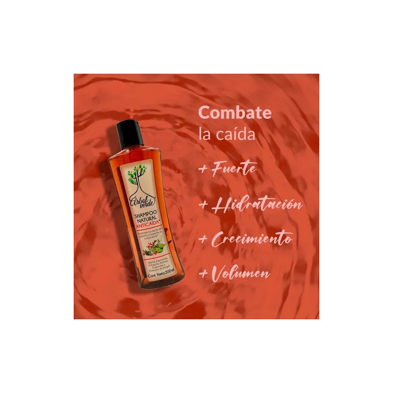 Shampoo Natural Anticaída Árbol Verde Mini 200ml De Romero
