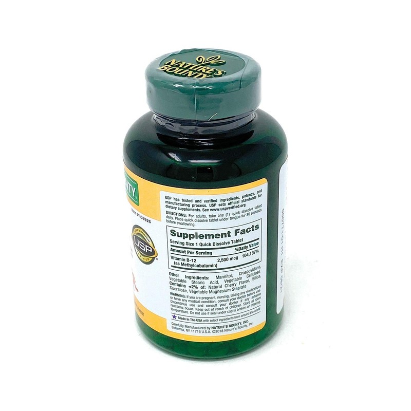Nature's Bounty Vitamin B-12 2500 mcg, 300 Quick Dissolve Tablets