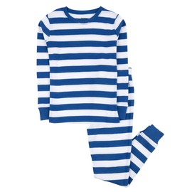 Leveret Boys Girls Kids Striped Two Piece Cotton Pajamas Blue & White Size 2 Years