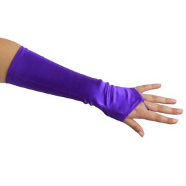 Cinderella Satin Fingerless Elbow Length Gloves, Purple