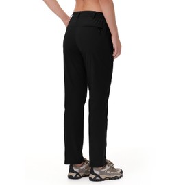 TBMPOY Women's Lightweight Hiking Pants Water Resistant Quick Dry Travel Work Camping Tactical Pants Zipper Pockets Black M