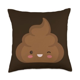 Poop Face Funny Happy Winking Poop Pile Throw Pillow
