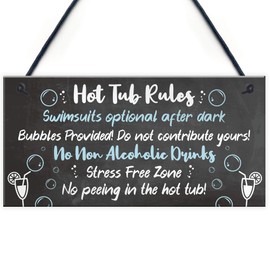 RED OCEAN HOT TUB RULES Sign Hot Tub Signs And Plaques Shed Sign Summer House Plaque Home Decor Gift