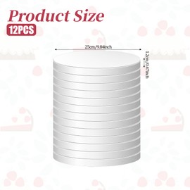 Xelsluthe 12pcs Cake Drums 10 Inch Round White 1/2 Inch Food Grade Greaseproof Base Rounds Cakes Circles Pastry Board Thick Sturdy Cardboard Cake Boards for Wedding Birthday Party Desserts Baking & Decorating