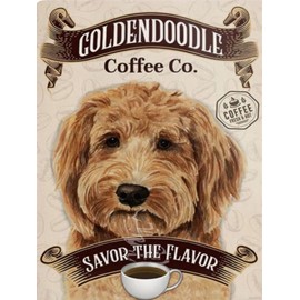 YEEIFFD 5D Diamond Painting Kits Goldendoodle Coffee Savor The Flavor Diamond Art Kits for Gift Golden Retriever Diamond Painting for Home Wall Decor 12x16 Inch