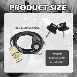 Ignition Switch with Key 35100-HR6-A61 35100-HR3-A21,Key Switch Replacement Compatible with Honda Foreman Rancher Rincon,Professional Ignition Start Switches Car Accessories