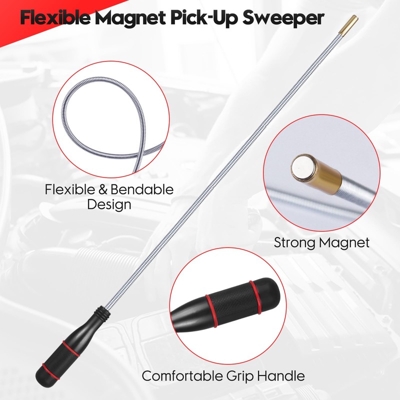 3 Pack Telescoping Magnet Pick-up Tool Set, Non-Slip Extendable Magnetic